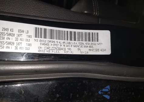 2019 Dodge Durango Gt Plus Awd from USA, damaged, VIN 1C4RDJDG7KC664418